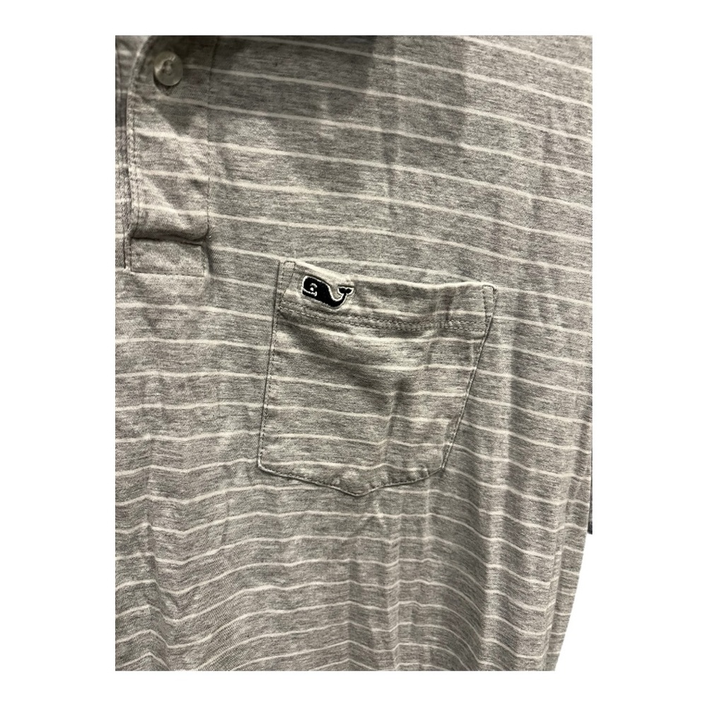 Vineyard Vines Men’s‎ Gray & White Striped Polo Shirt Size Medium - Picture 6 of 7